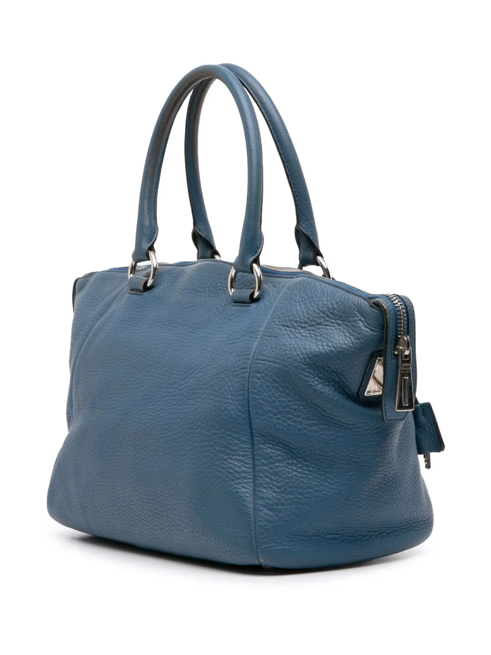 Pre-owned Prada 2000-2025 Vitello Daino Double Handle Satchel In Blue