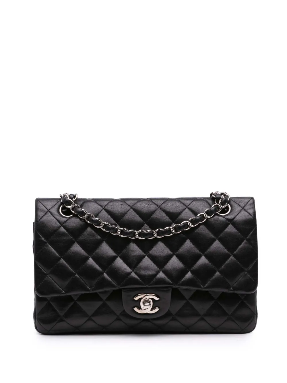 CHANEL Pre-Owned 2008-2009 ミディアム クラシック ラムスキン ダブルフラップ ショルダーバッグ - ブラック CHANEL Pre-Owned 2008-2009 ミディアム クラシック ラムスキン ダブルフラップ ショルダーバッグ - ブラック