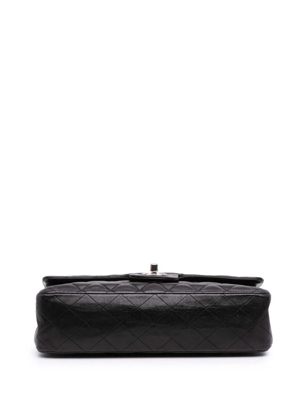 Pre-owned Chanel 2008-2009 Medium Classic Lambskin Double Flap Shoulder Bag In Black