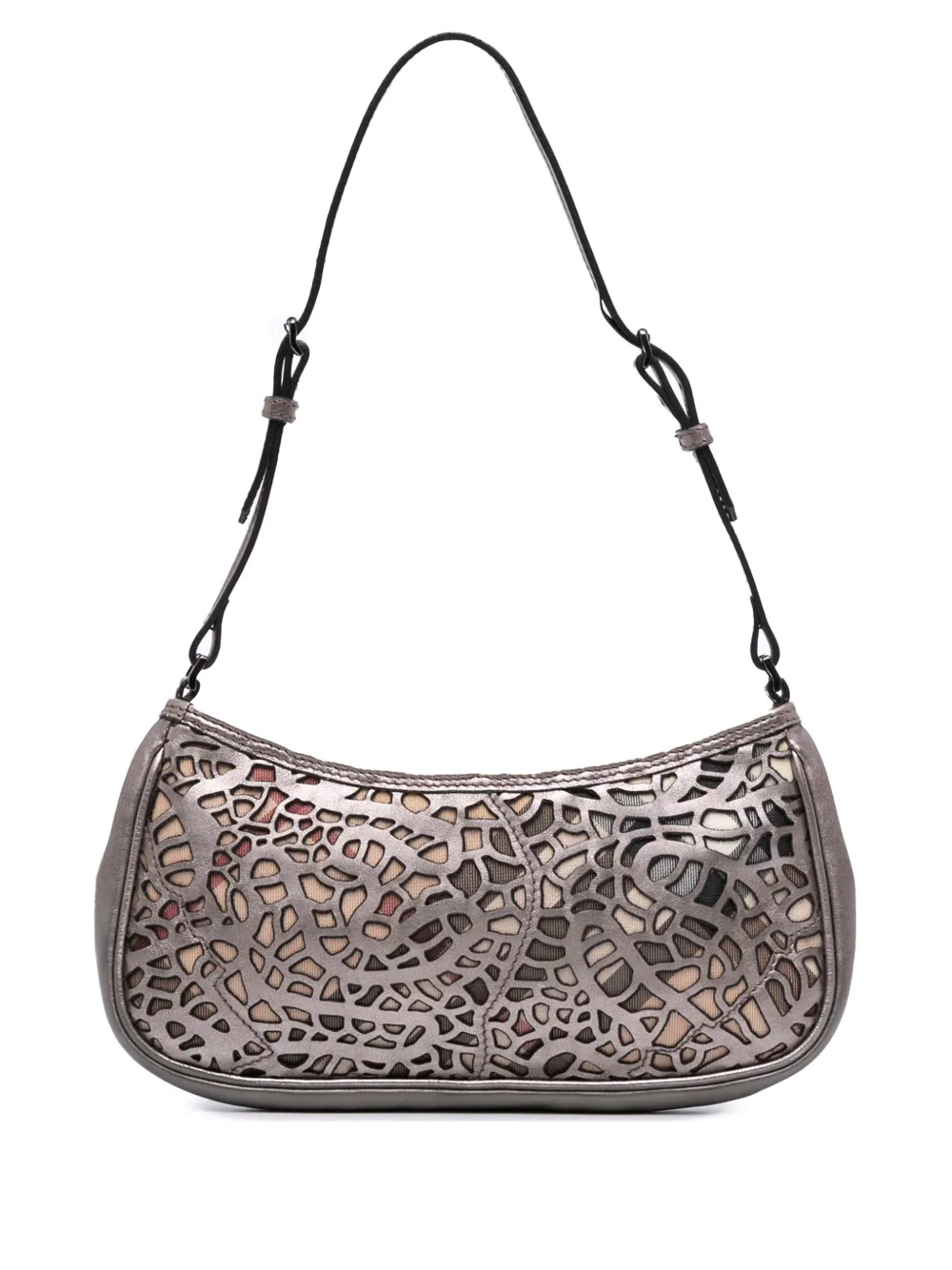 Burberry Pre-Owned 2000-2017 Nova Check Cutout Leather Accessory Pochette shoulder bag | Silver | Image 1