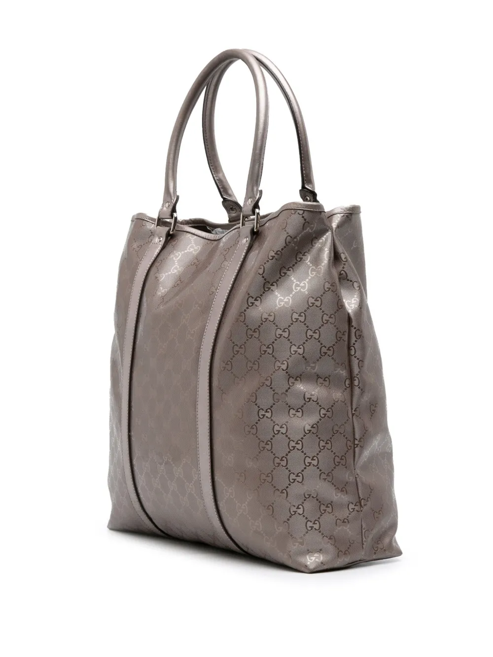 Pre-owned Gucci 2016-2025 Gg Imprime Joy Vertical Tote Bag In Gray