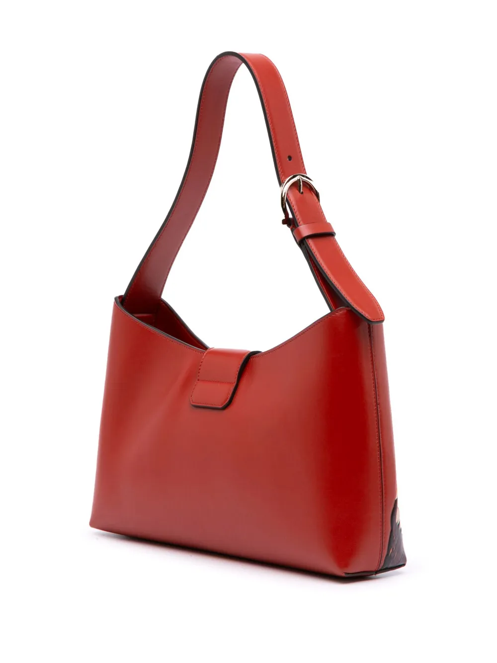 Pre-owned Ferragamo 2000-2025 Printed Leather Trifolio Shoulder Bag In Red
