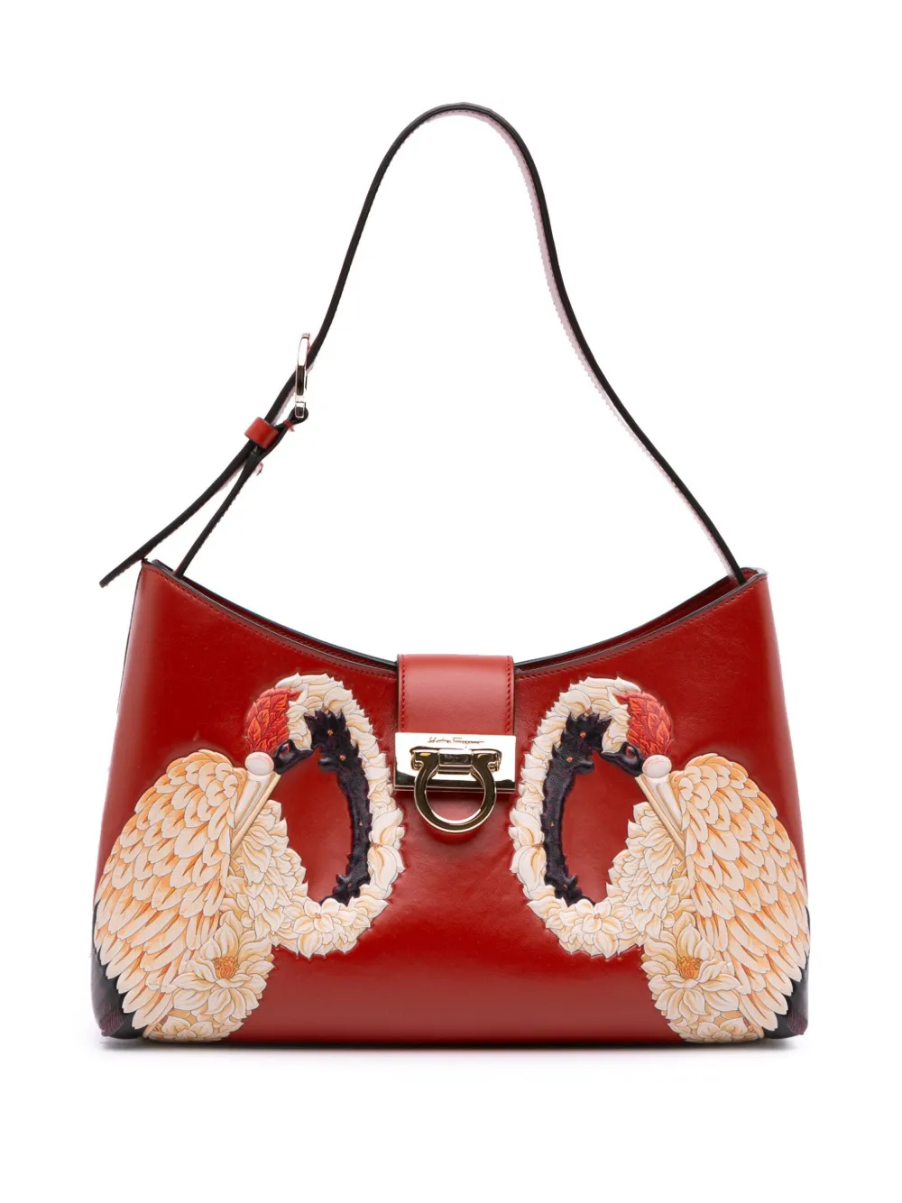 Ferragamo Pre-Owned 2000-2025 Printed Leather Trifolio shoulder bag | Red | Image 1