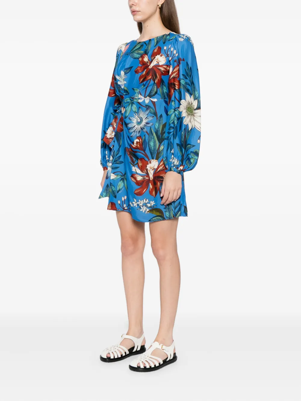 FARM Rio Surreal wikkeljurk met bloemen Blauw
