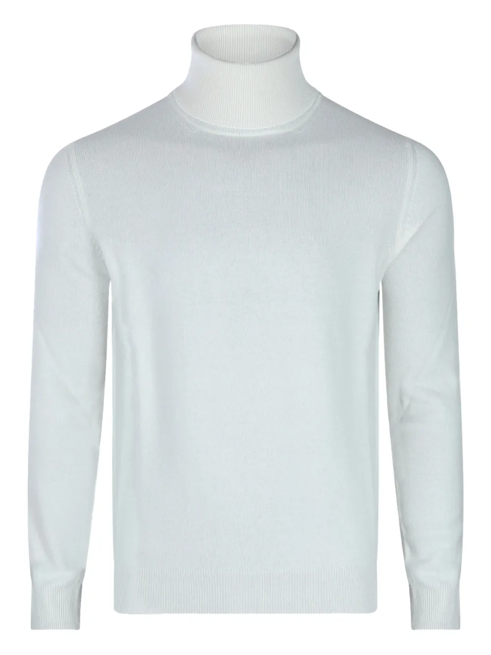 Malo Turtleneck Sweater With Ribbed Cuffs And Hem In White