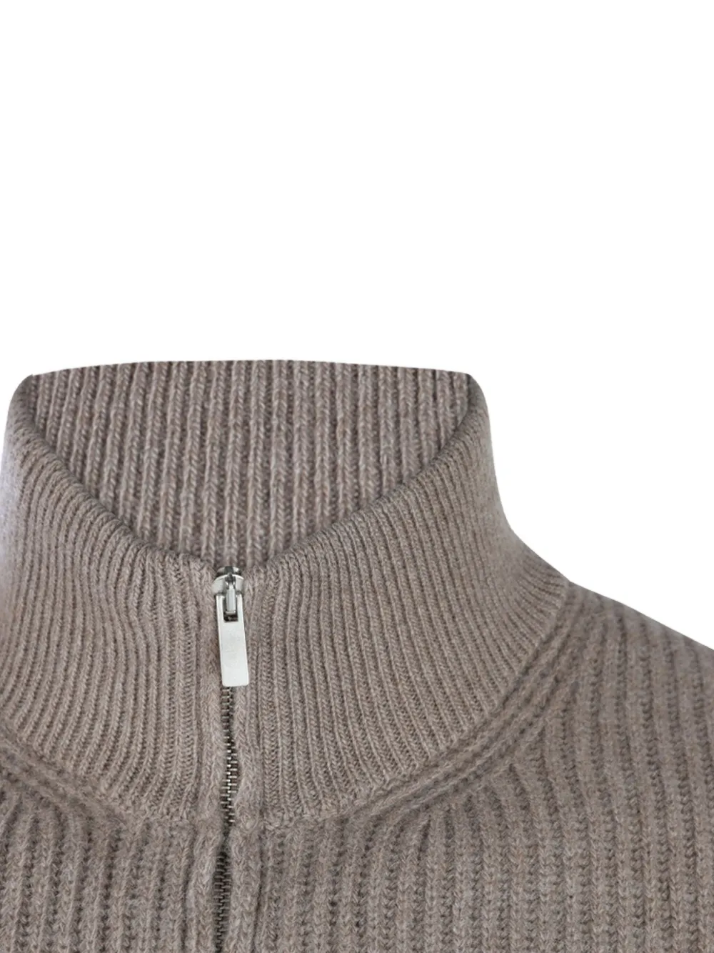 Lardini Trui met hoge kraag en rits Bruin