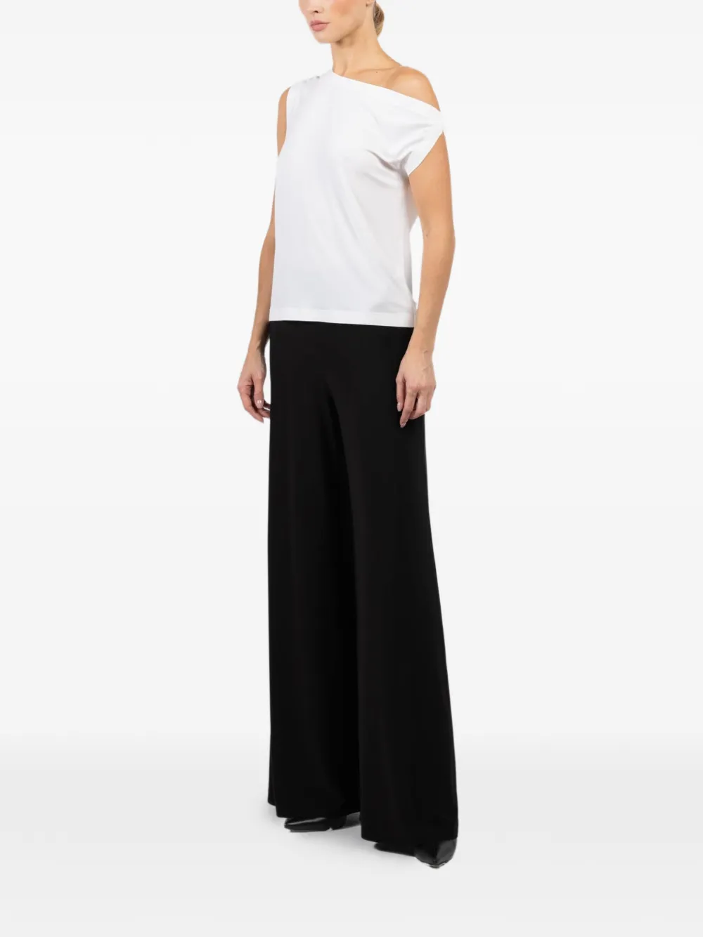 Norma Kamali Draped Shoulder Top - White 