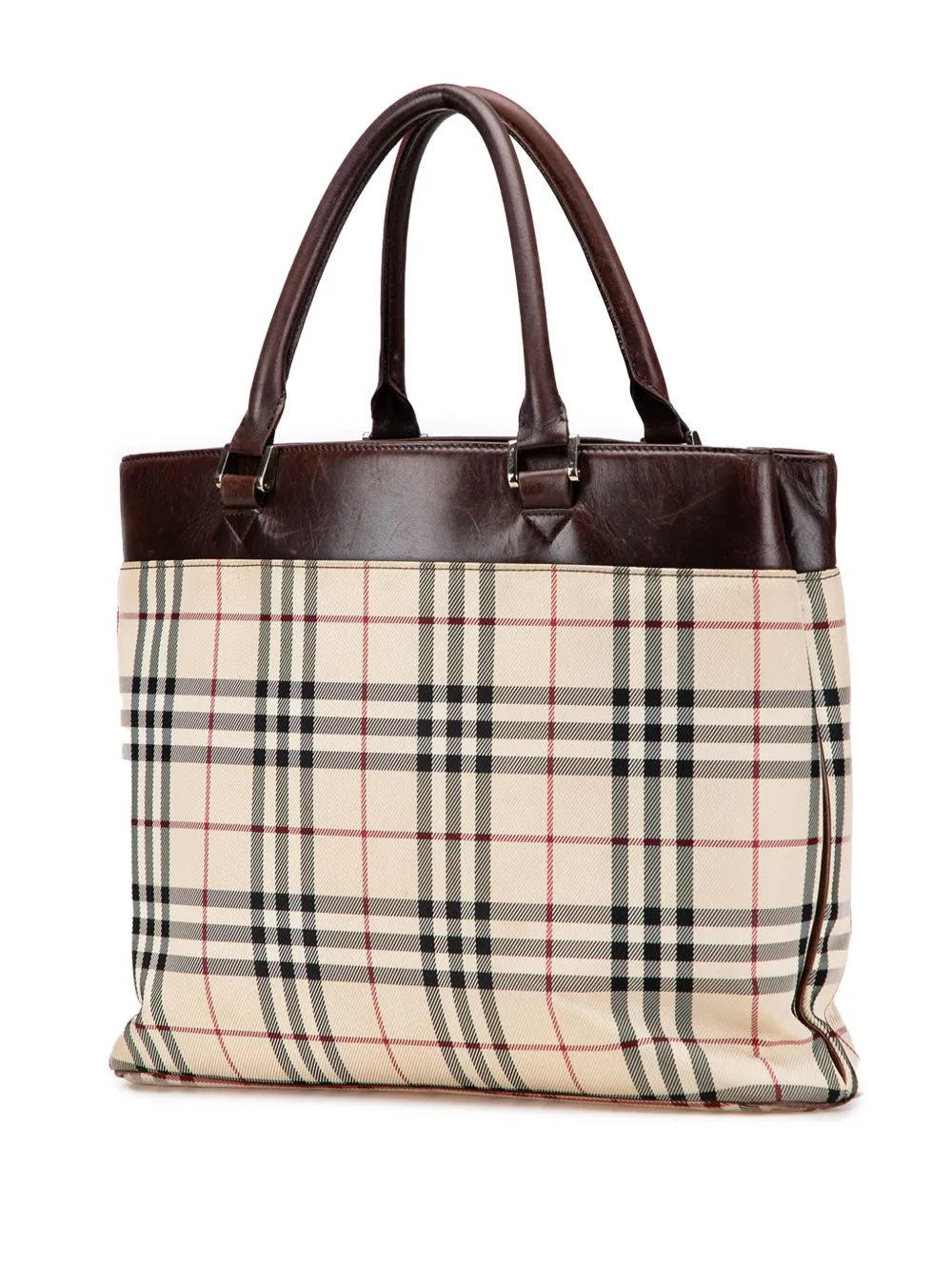 Pre-owned Burberry 2000-2025 House Check Canvas Tote Bag In Brown