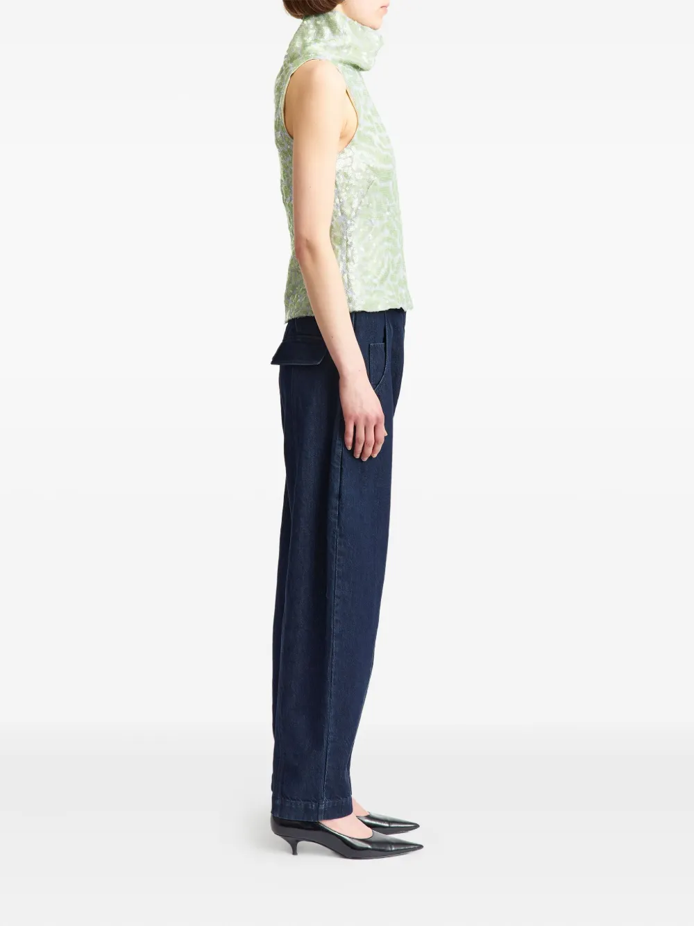 16arlington Acari Lace Sequinned Top In Green