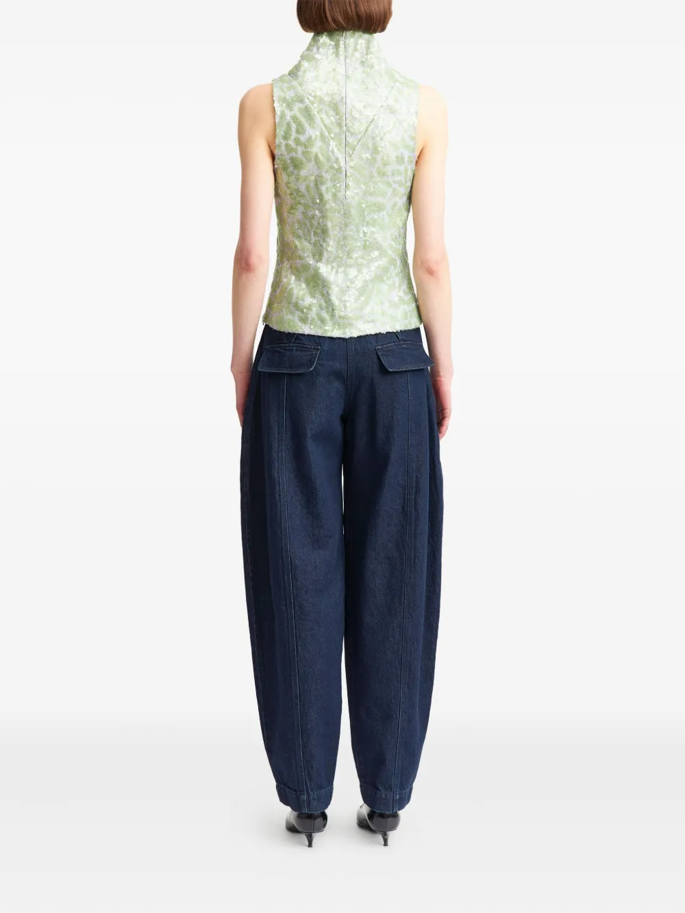 16arlington Acari Lace Sequinned Top In Green