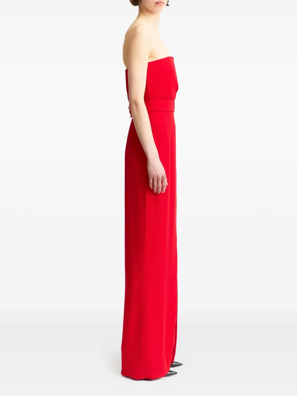 16arlington Aeta Strapless-belted Maxi Dress In Red