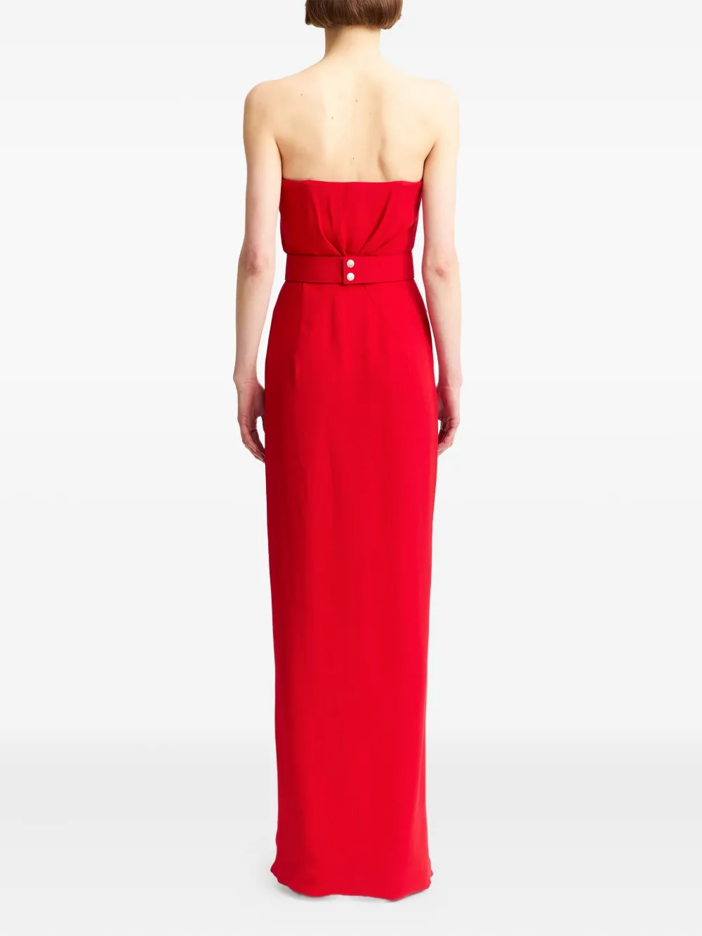 16arlington Aeta Strapless-belted Maxi Dress In Red