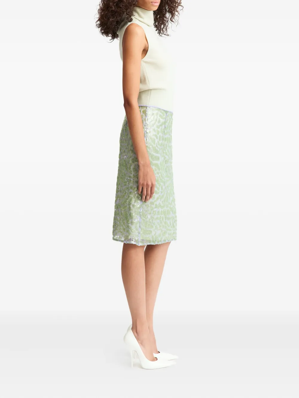 16Arlington Elice midi-rok met pailletten en kant Groen