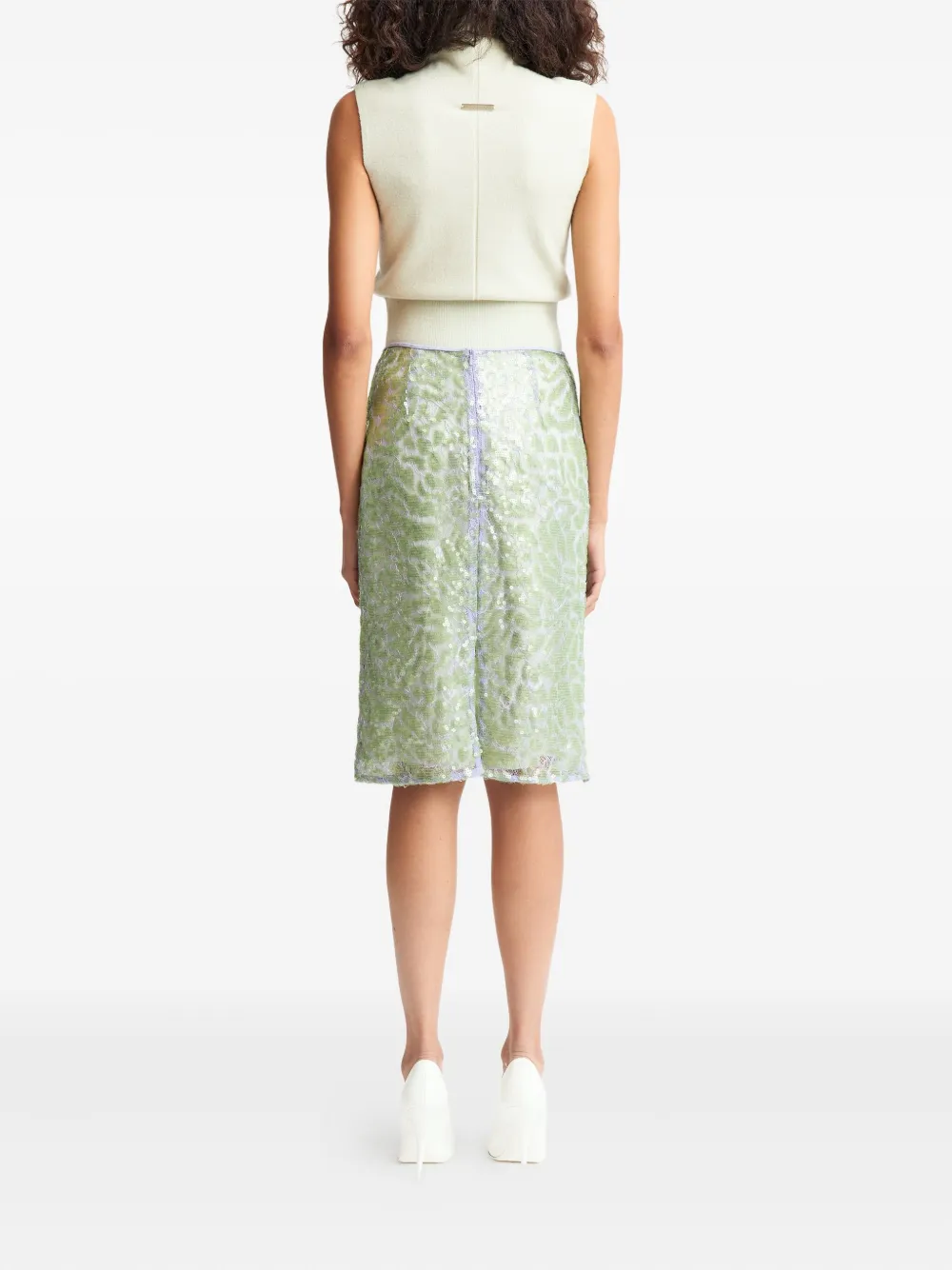 16Arlington Elice midi-rok met pailletten en kant Groen
