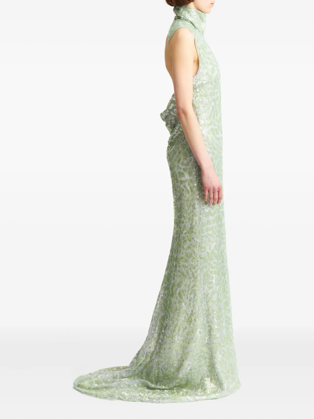 16arlington Zegli Lace Sequinned Gown In Green