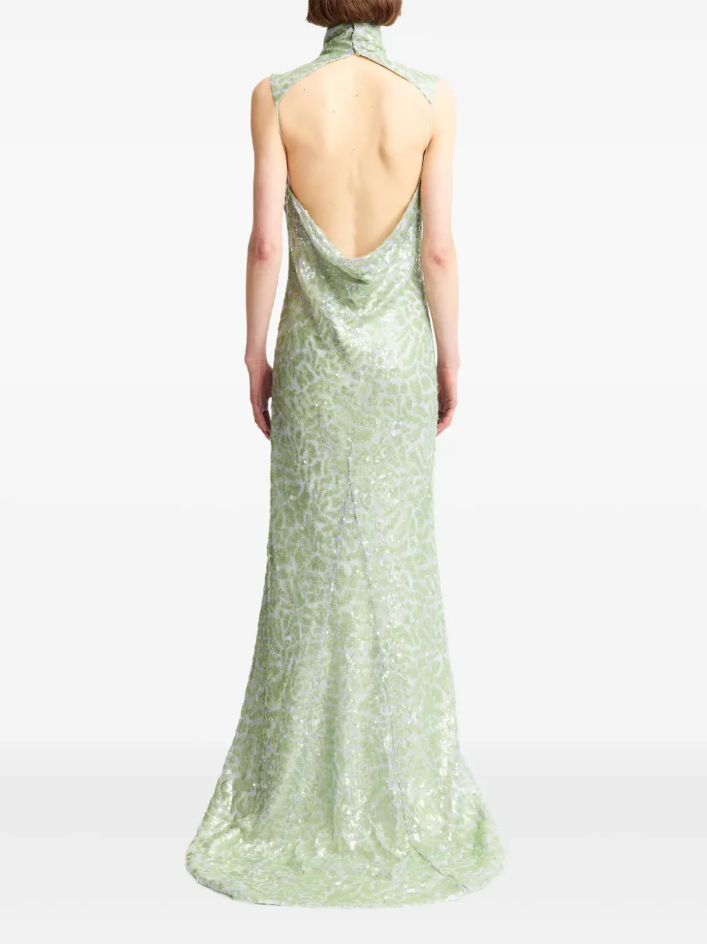 16arlington Zegli Lace Sequinned Gown In Green