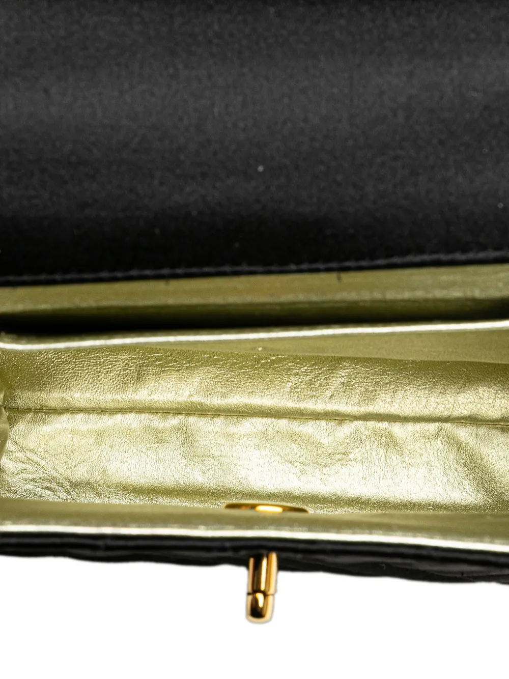 Pre-owned Chanel 1994-1996 Mini Square Diagonal Quilted Satin Single Flap Crossbody Bag In Black