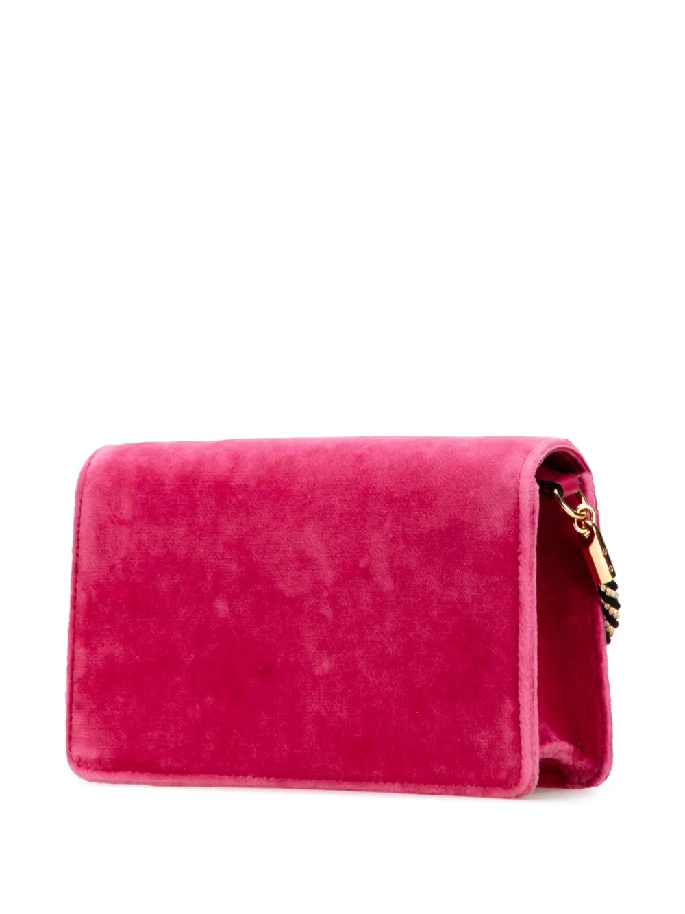Pre-owned Gucci 2016-2025 Crystal Gg Velvet Broadway Crossbody Bag In Pink