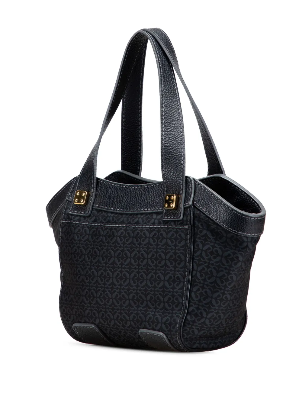 Pre-owned Loewe 2007 Anagram Canvas Tote Bag In Black