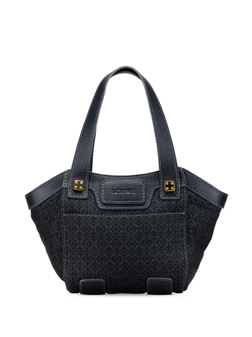Pre-owned Loewe 2007 Anagram Canvas Tote Bag In Black