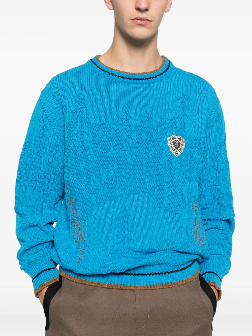 Kiko Kostadinov Fitz Embroidered Sweater | Blue | FARFETCH