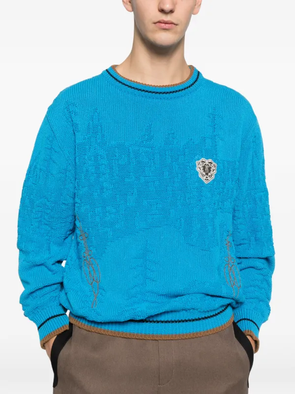 Kiko Kostadinov Fitz Embroidered Sweater | Blue | FARFETCH JO