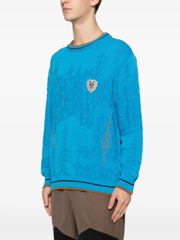 Kiko Kostadinov Fitz Embroidered Sweater | Blue | FARFETCH JO