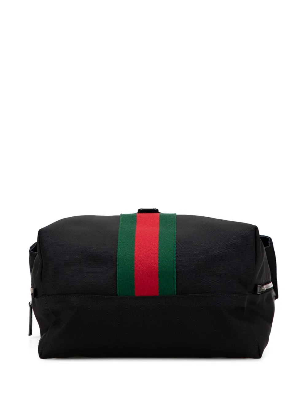 Pre-owned Gucci 2016-2025 Canvas Techno Web Fold Over Backpack In Black