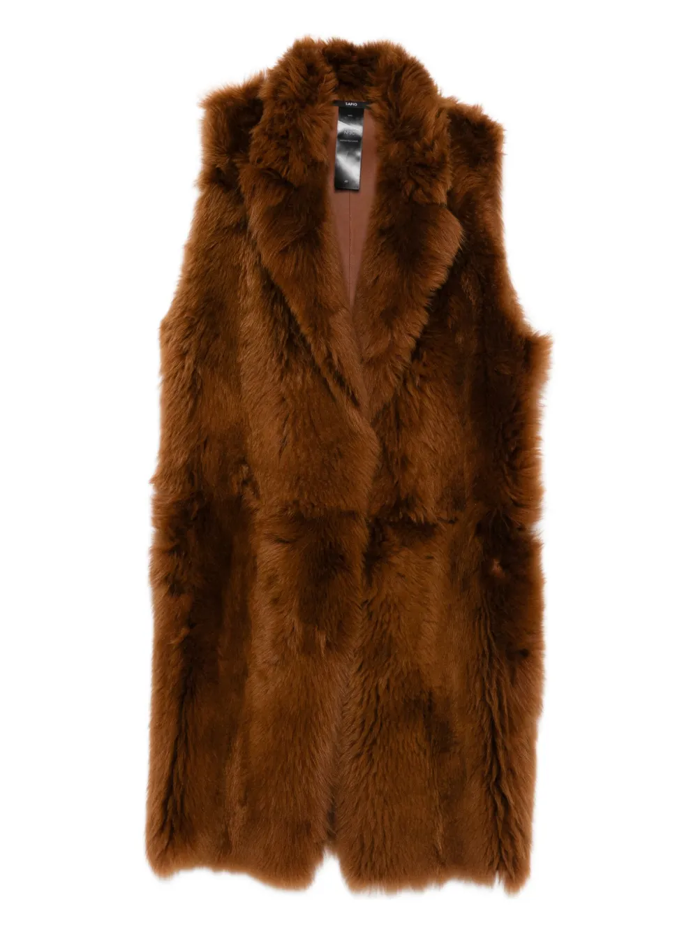Sapio Sleeveless Brushed Waistcoat In Brown