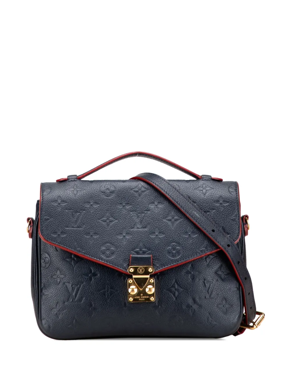 Pre-owned Louis Vuitton 2017 Monogram Empreinte Pochette Metis Satchel In Blue