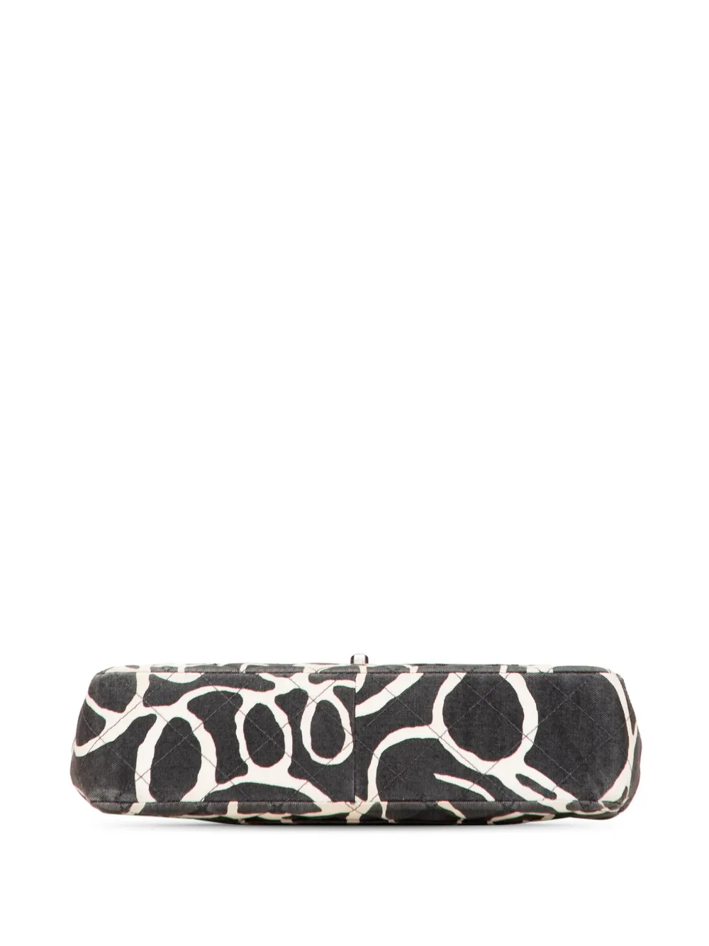 Pre-owned Chanel 1997-1999 Medium Cc Quilted Printed Canvas Single Flap Shoulder Bag In White