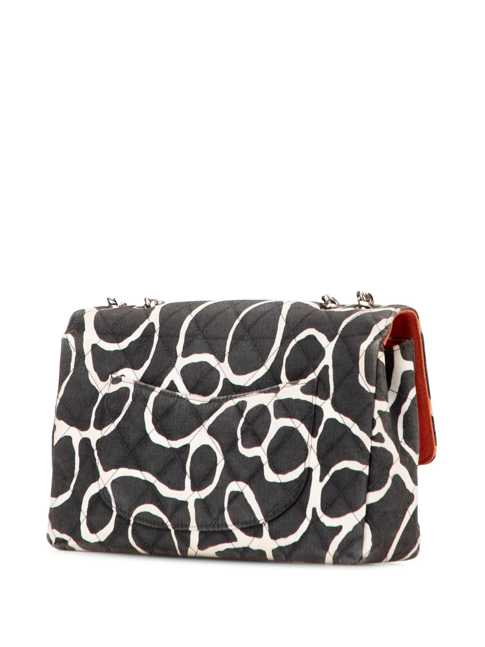 Pre-owned Chanel 1997-1999 Medium Cc Quilted Printed Canvas Single Flap Shoulder Bag In White