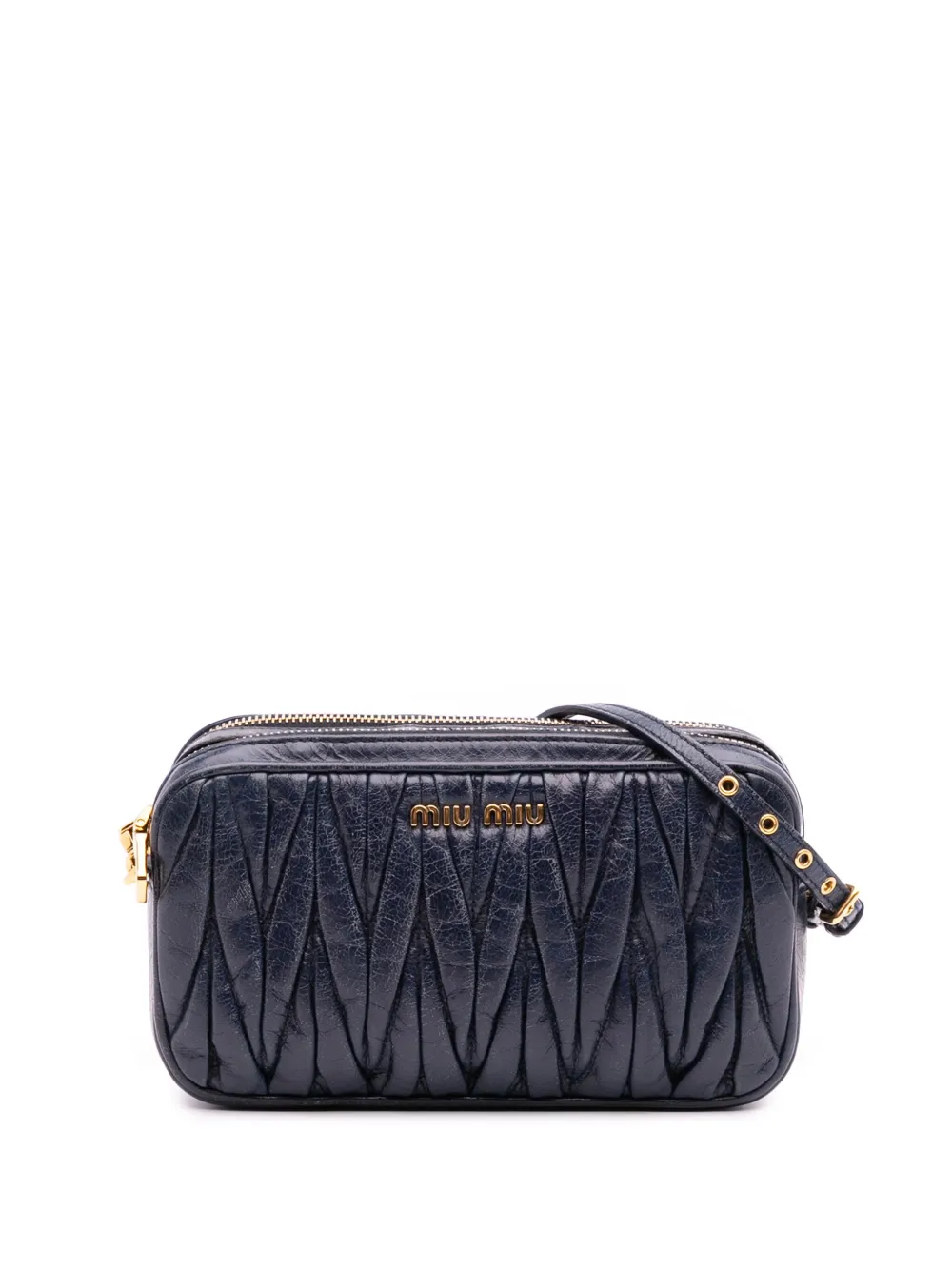 Miu Miu Pre-Owned 2010-2025 Nappa Matelasse Double Zip crossbody bag | Blue | Image 1