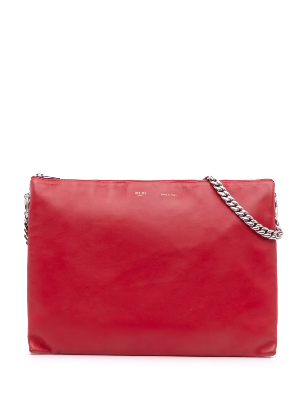 Pre-owned Celine 2013 Lambskin Soft Trio Shoulder Bag In Red