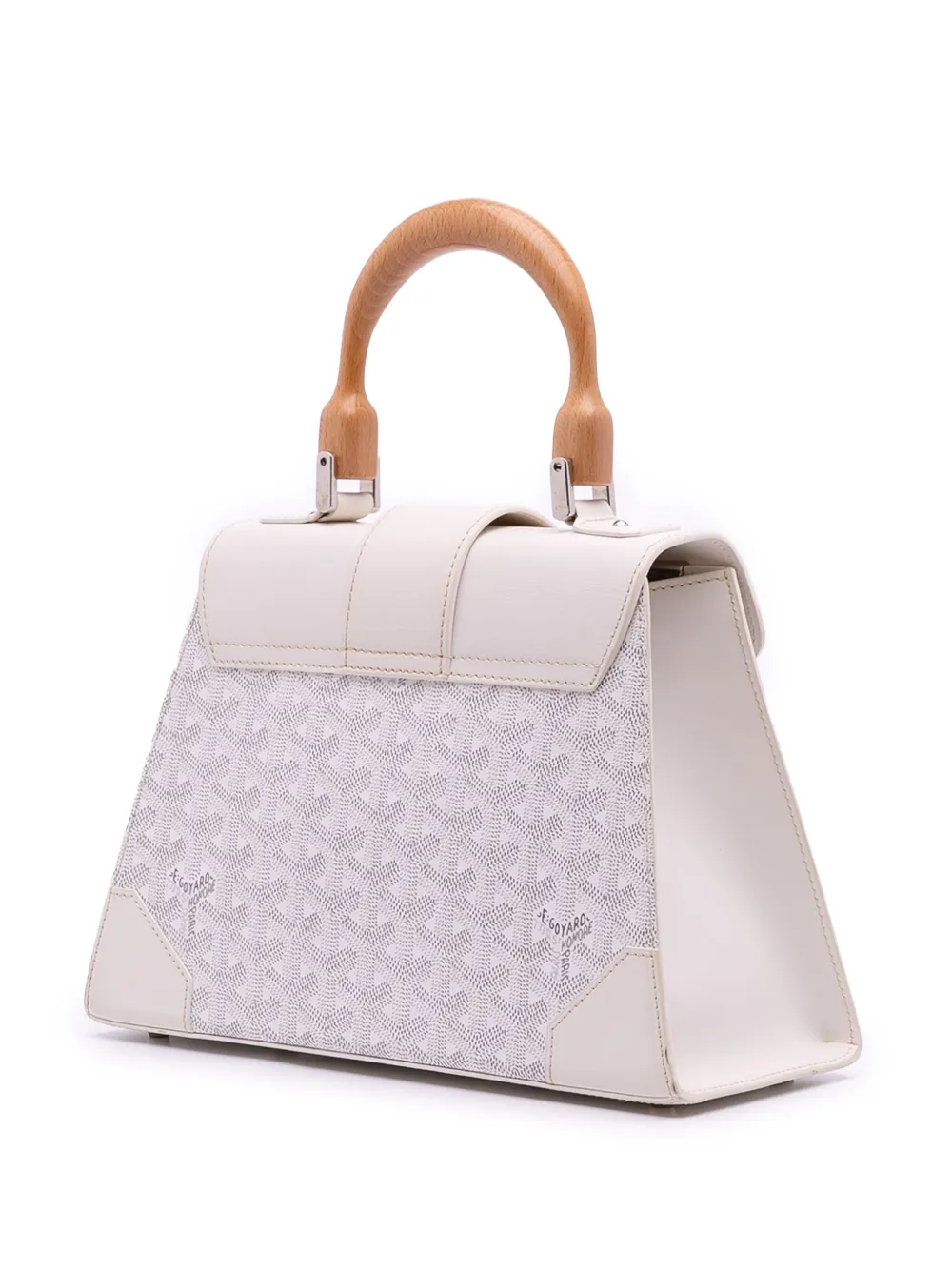 Pre-owned Goyard 2017 Ine Saigon Structured Pm Satchel In White
