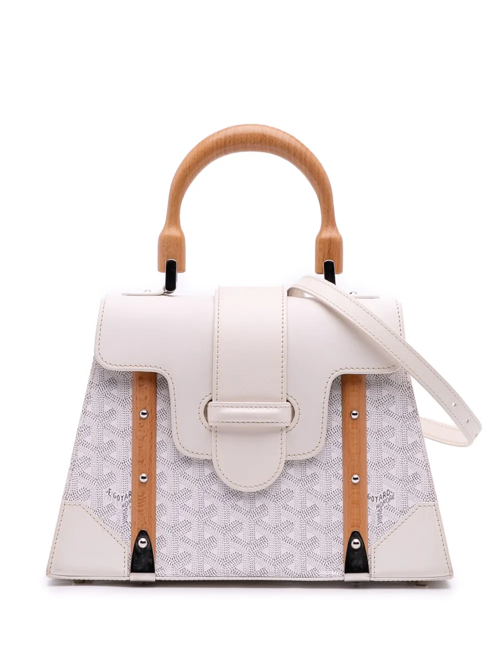 Pre-owned Goyard 2017 Ine Saigon Structured Pm Satchel In White