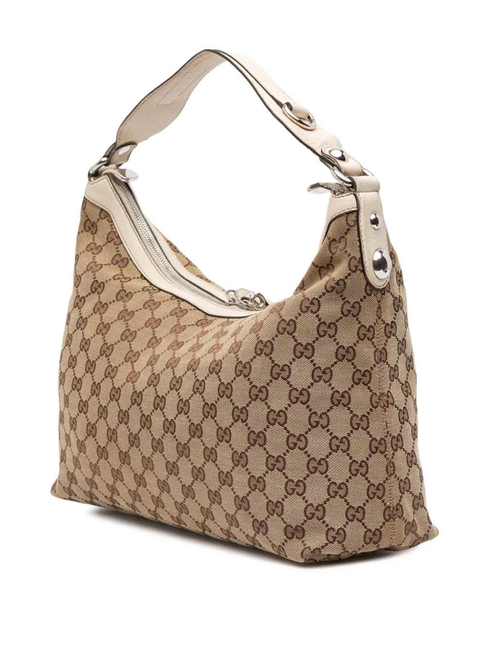 Pre-owned Gucci 2016-2025 Medium Gg Canvas Icon Bit Satchel In Brown