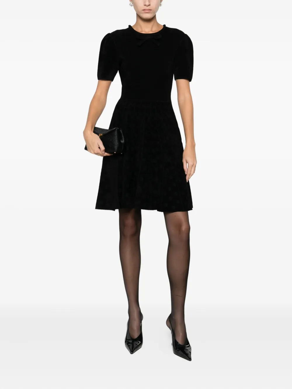 Emporio Armani Geplooide mini-jurk met strik-detail - Zwart