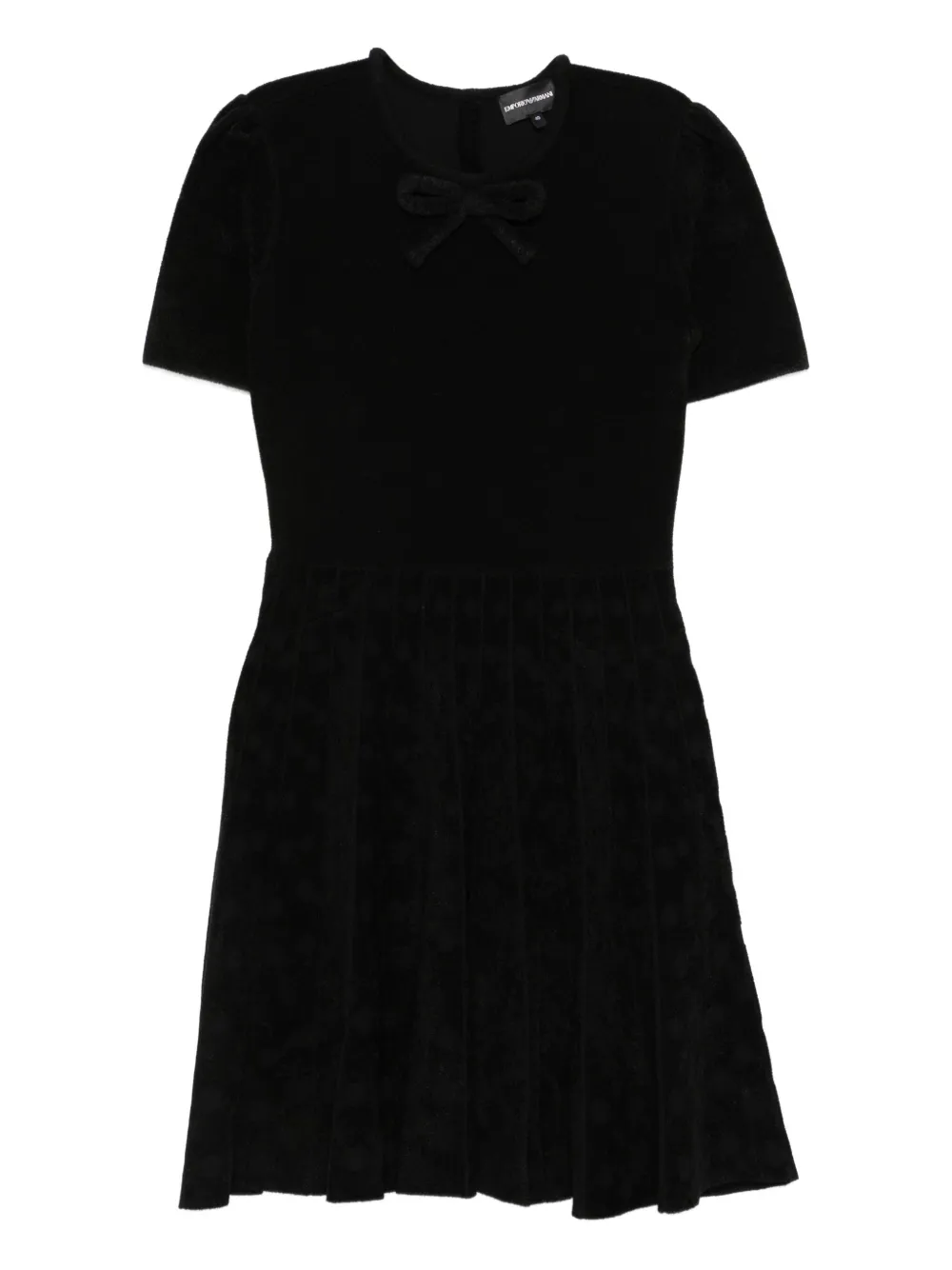 Emporio Armani bow-detail pleated mini dress - Nero