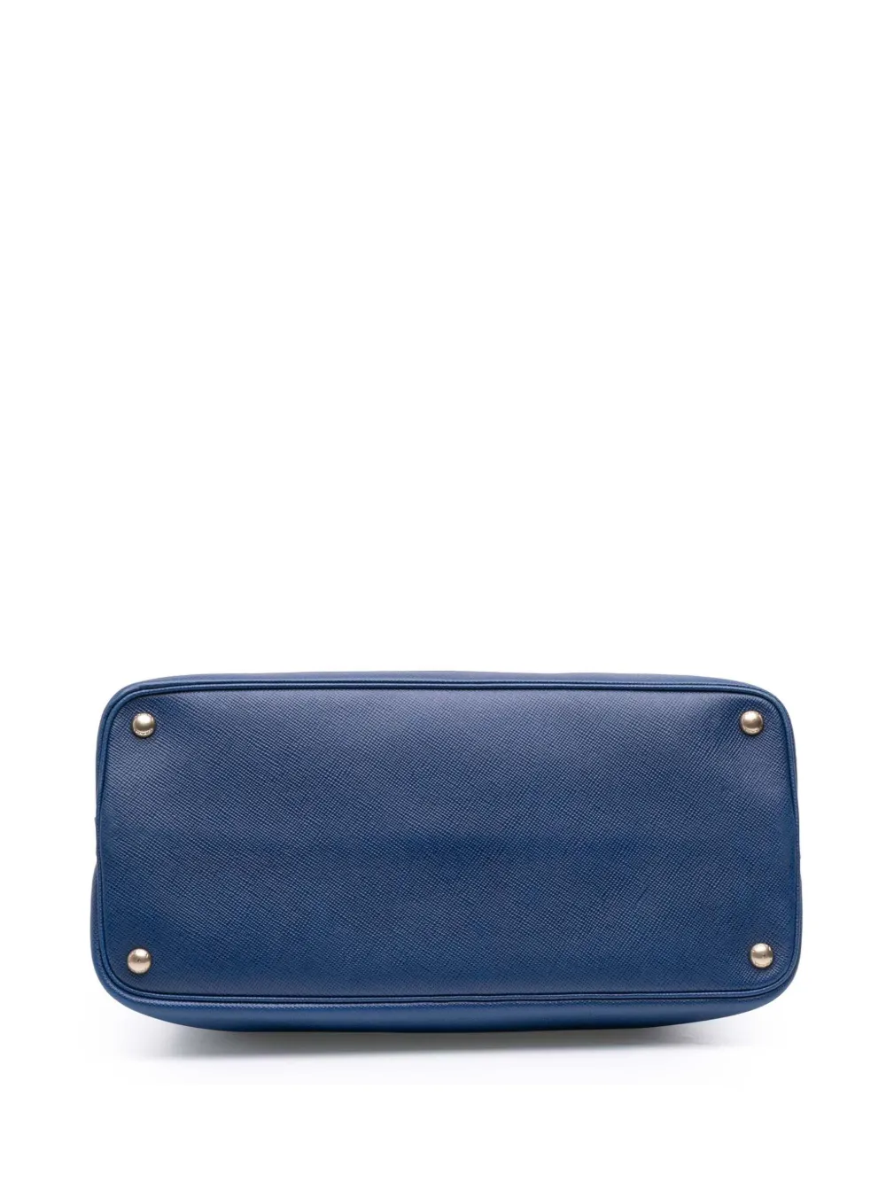 Pre-owned Prada 2013-2025 Saffiano Cuir Open Promenade Satchel In Blue