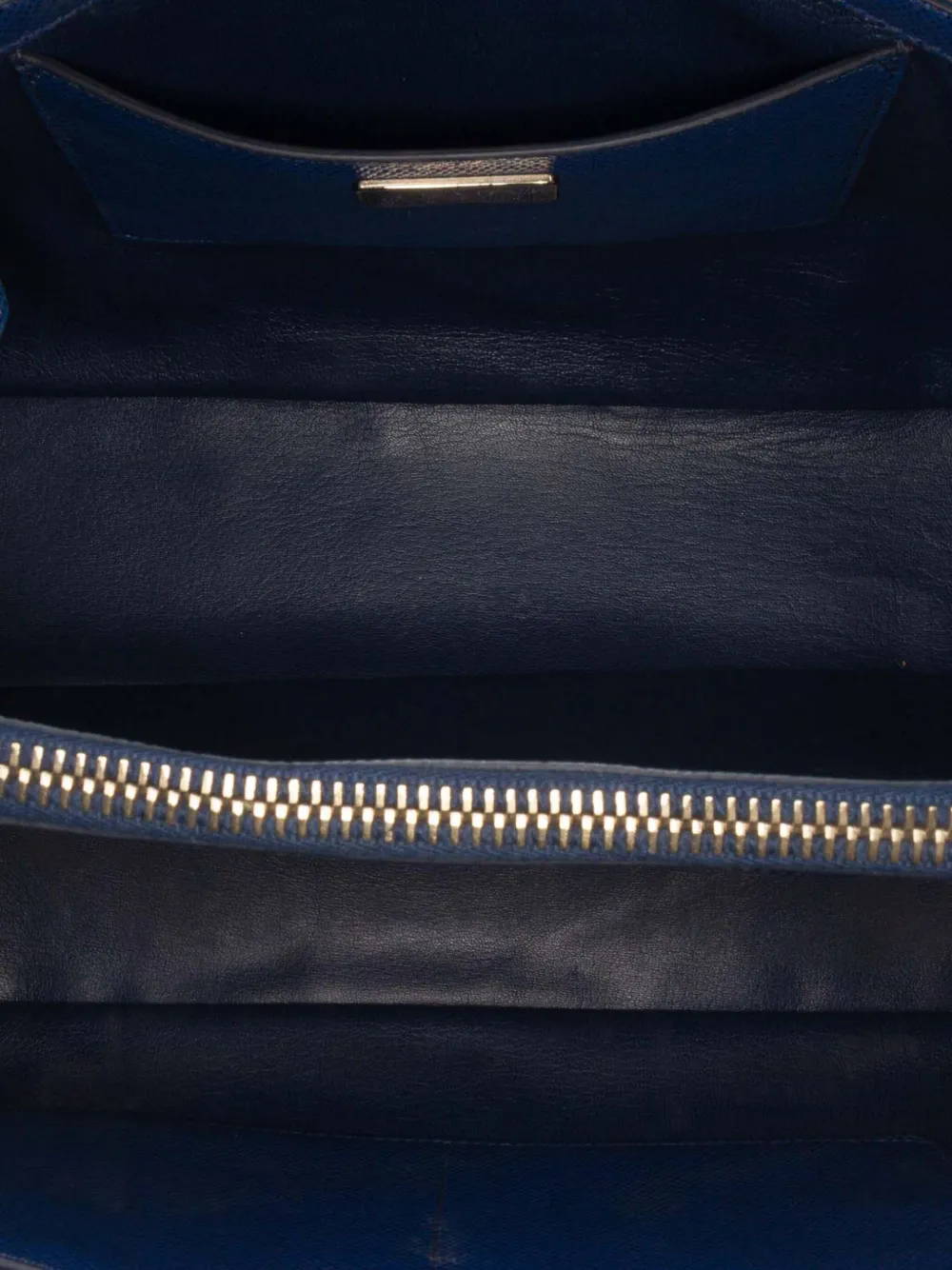 Pre-owned Prada 2013-2025 Saffiano Cuir Open Promenade Satchel In Blue