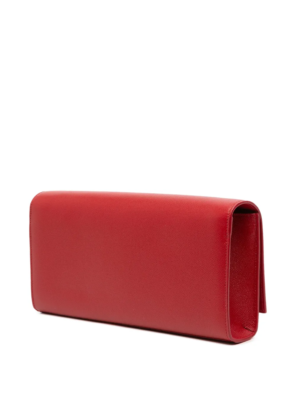 Pre-owned Saint Laurent 2014 Grain De Poudre Monogram Cassandre Clutch Bag In Red
