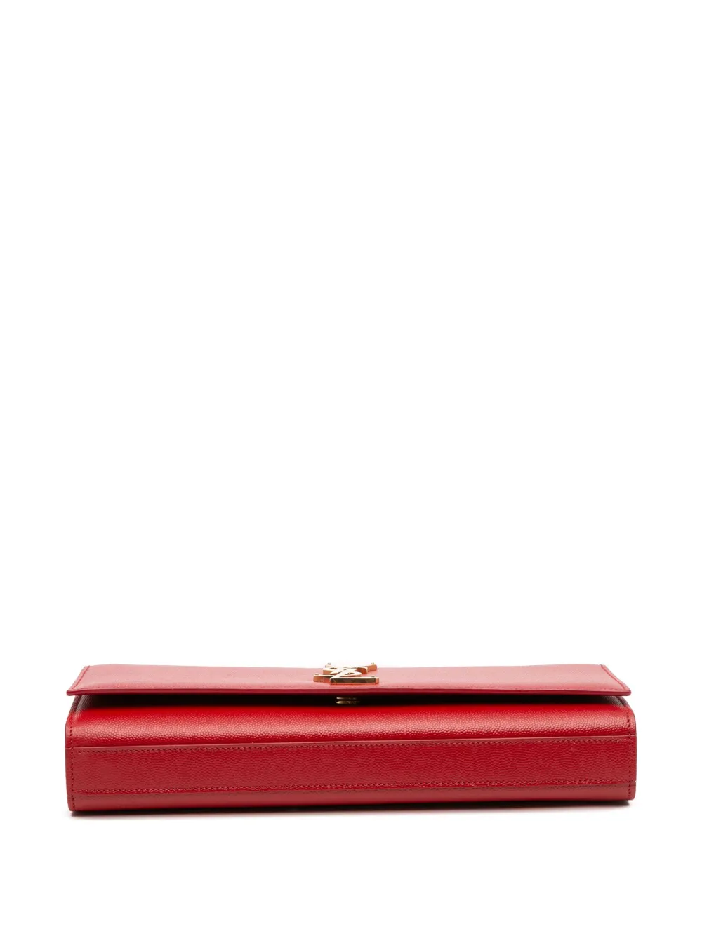 Pre-owned Saint Laurent 2014 Grain De Poudre Monogram Cassandre Clutch Bag In Red