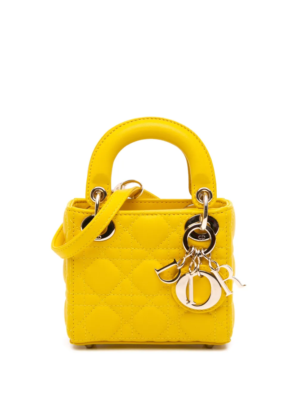Christian Dior Pre-Owned 2022 Micro Lambskin Cannage Lady Dior satchel | Yellow | Image 1