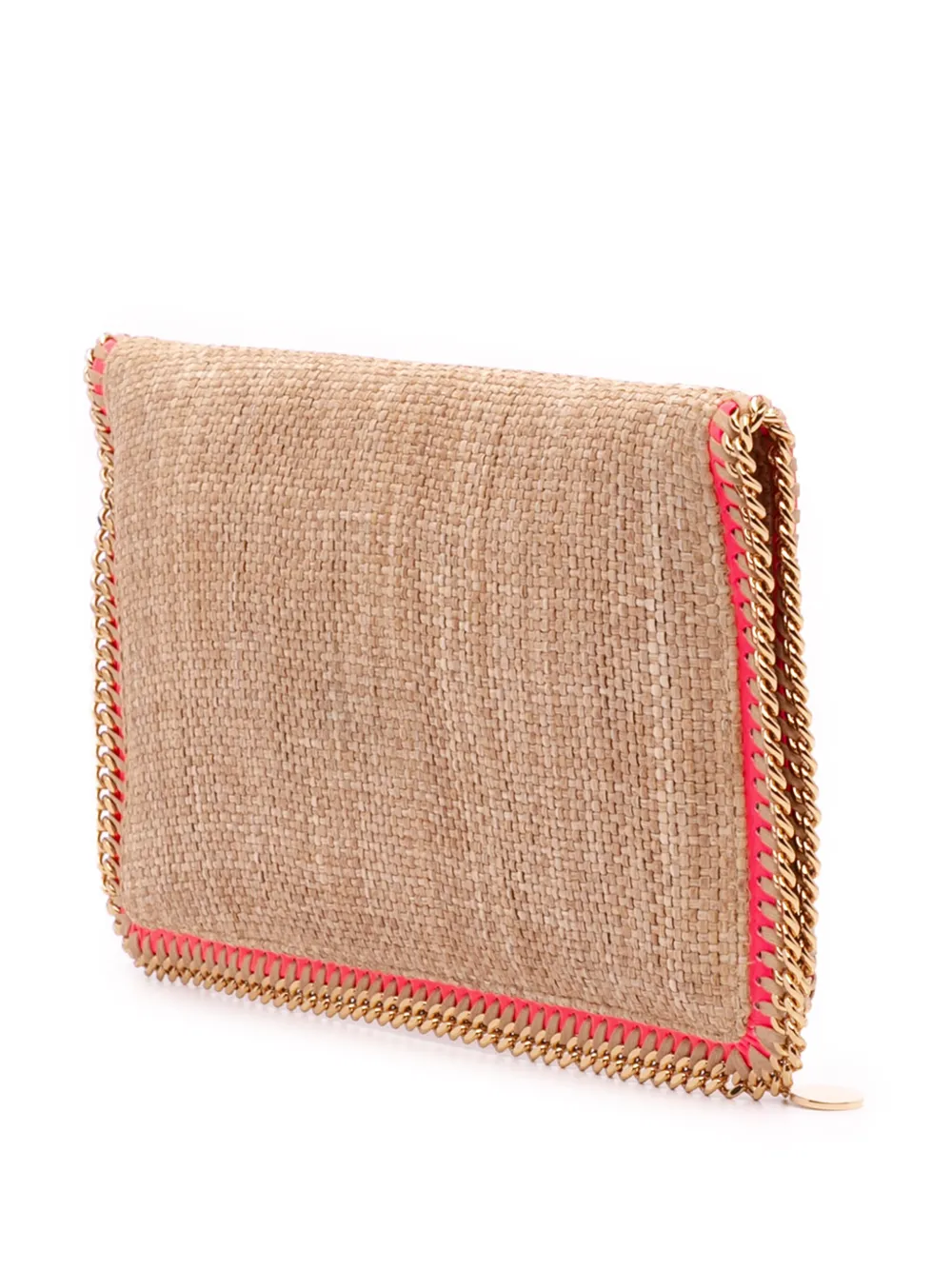 Pre-owned Stella Mccartney 2019-2020 Raffia Falabella Fold Over Clutch Bag In Brown