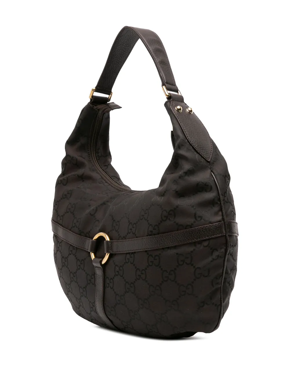 Pre-owned Gucci 2016-2025 Gg Nylon Reins Hobo Bag In Brown