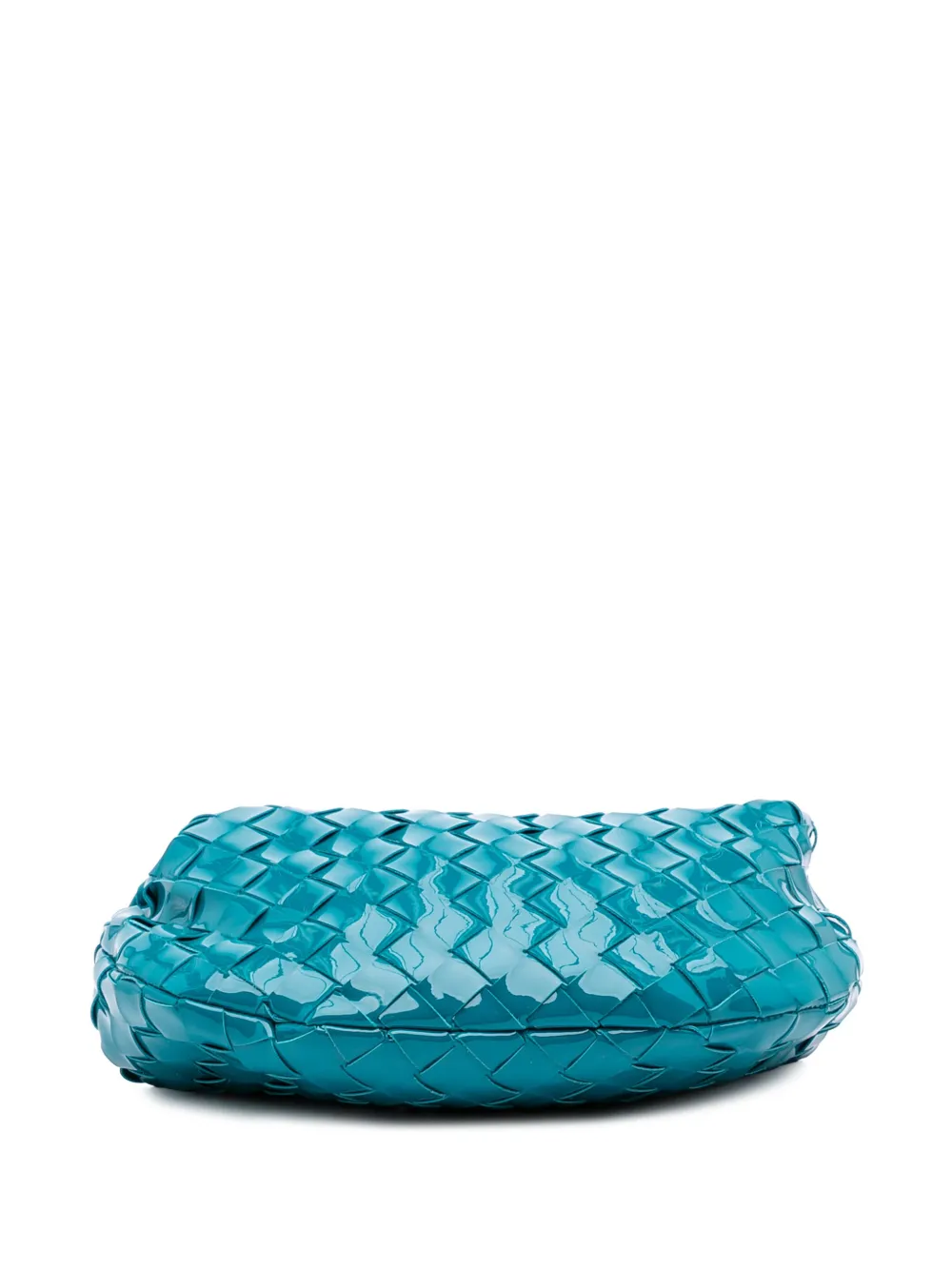 Pre-owned Bottega Veneta 2012-2025 Mini Patent Intrecciato Jodie Hobo Bag In Blue