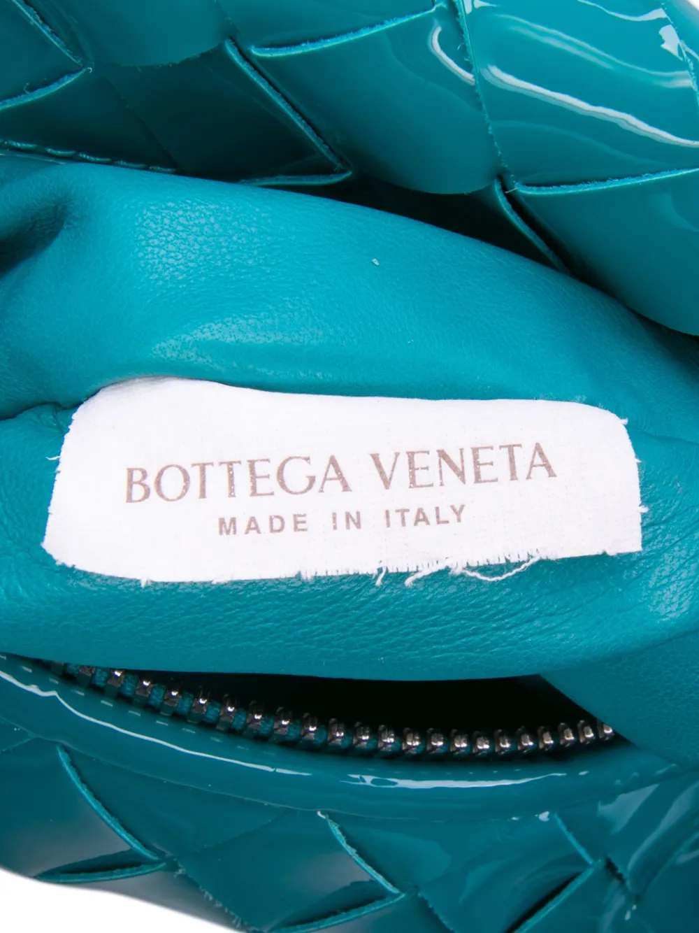 Pre-owned Bottega Veneta 2012-2025 Mini Patent Intrecciato Jodie Hobo Bag In Blue