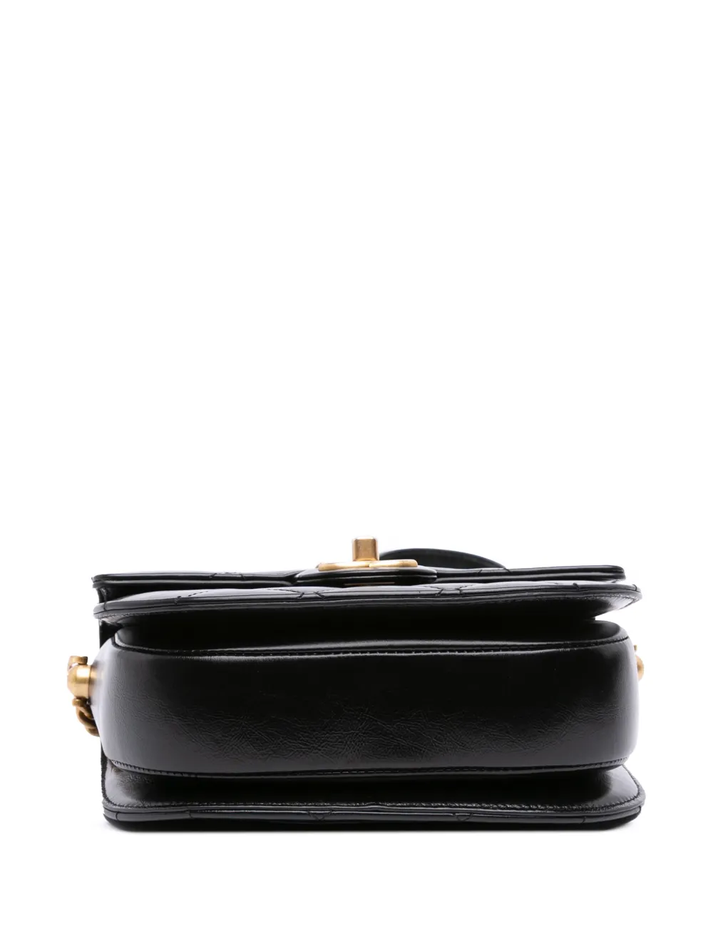 Pre-owned Chanel 2021-2025 Cc Quilted Calfskin Round Moon Messenger Flap Crossbody Bag In Black