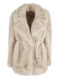 Seventy faux-fur tie-waist jacket - Brown